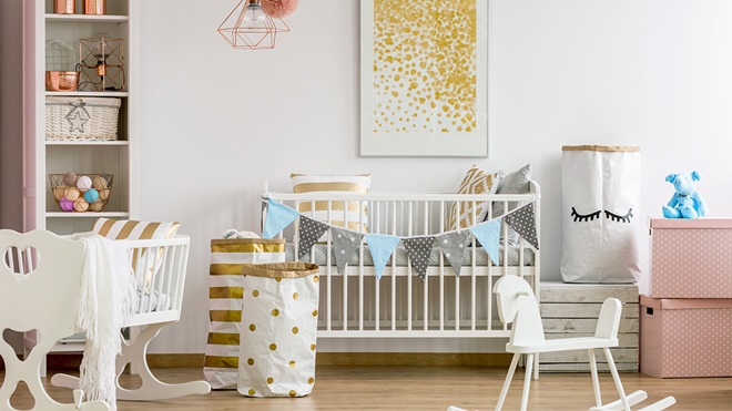 nursery showing several unsafe decorating and product trends